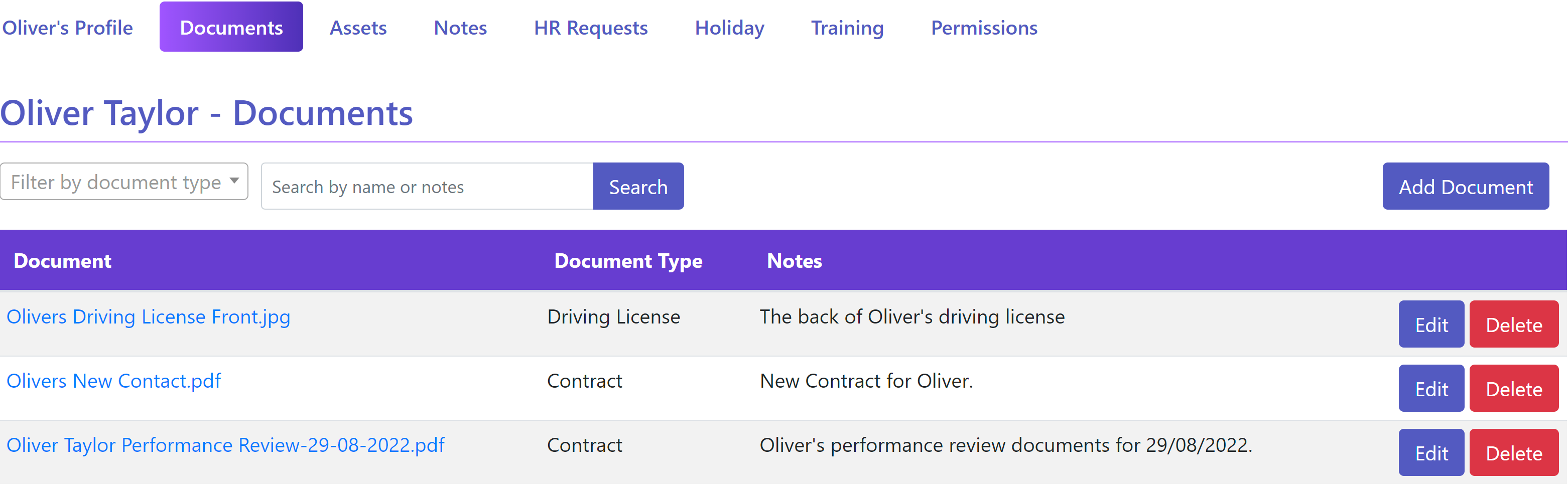 Employee Document Library