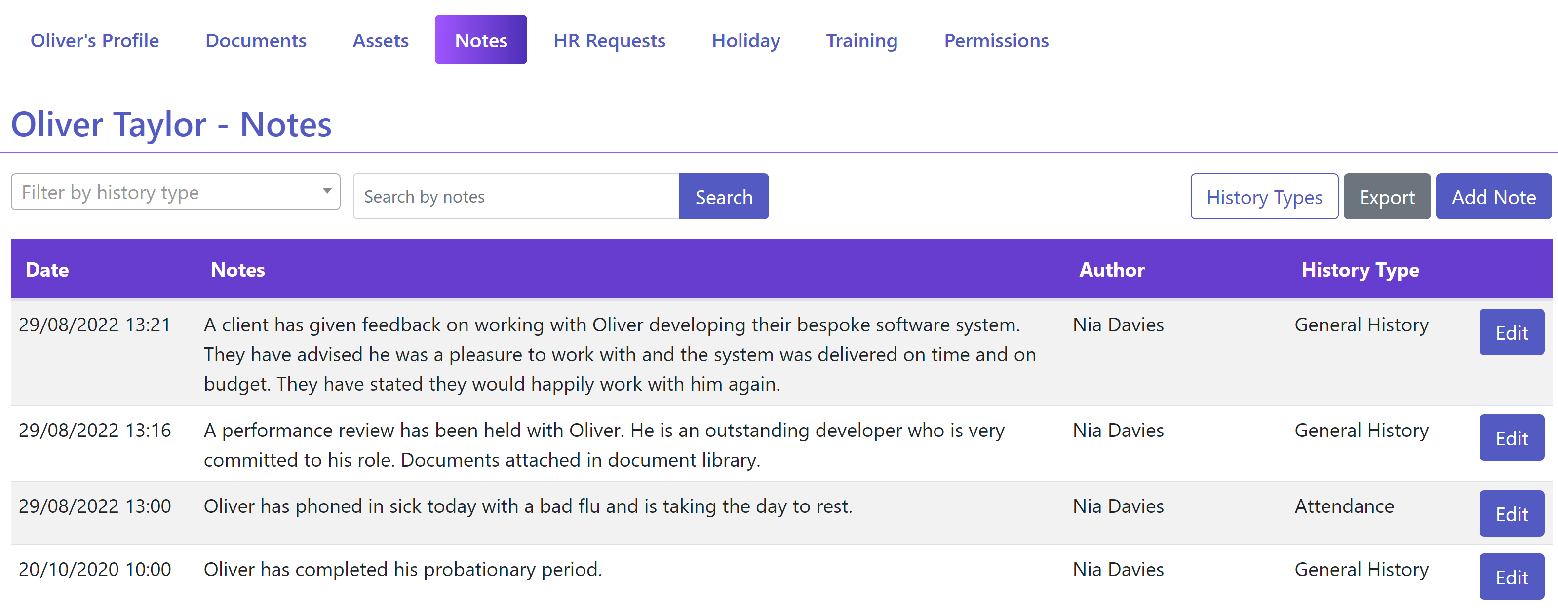 Employee Notes